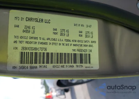 2008 Dodge Charger Sxt z USA, uszkodzony, nr VIN 2B3KA33G08H173736